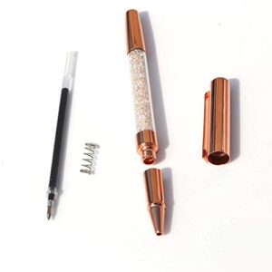 Rose Gold Pens, Roller Ball Gel Ink Pen Black Ink Fine Point Pens for Women Christmas X-mas Gift Supplies with 3 Extra Refills