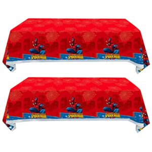2pc spider themed birthday party decorations,plastic tablecloth hero party table covers for superhero kids birthday party supplies, 70 inches x 42 inches
