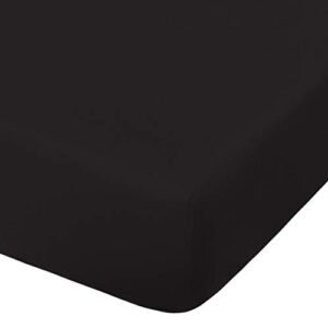 ntbay 100% brushed microfiber fitted crib sheet, super soft and cozy 28x52 crib sheet for standard crib and toddler mattresses, boys, girls, unisex, black, 28x52 inches