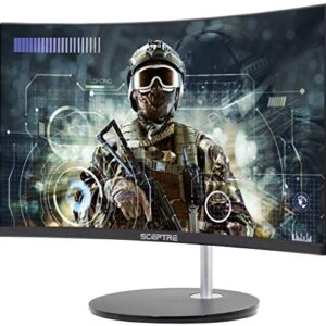 Sceptre Curved 24" 75Hz Professional LED Monitor 1080p 98% sRGB HDMI VGA Build-in Speakers, Machine Black 2021