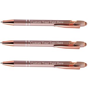 Clibeslty Personalized Rose Gold Ballpoint Pen Printed with Your Logo Name Gift Ideas for Wedding Parties Favors Pen