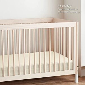 Lulumoon Muslin Crib Sheet Fitted Crib Mattress Sheet for Boys and Girls, 28"x 52" Cream