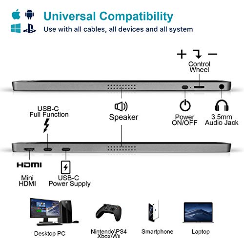 KYY Portable Monitor 15.6inch 1080P FHD USB-C Laptop Monitor HDMI Computer Display HDR IPS Gaming Monitor w/Premium Smart Cover & Speakers, External Monitor for Laptop PC Mac Phone PS4 Xbox Switch