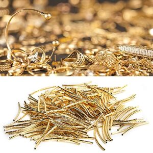 curved noodle tube spacer beads, diy materials 200pcs jewelry making accessories curved long tube beads for jewelry making for diy crafts(golden)