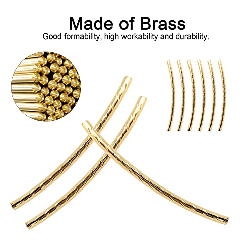 Curved Noodle Tube Spacer Beads, DIY Materials 200Pcs Jewelry Making Accessories Curved Long Tube Beads for Jewelry Making for DIY Crafts(Golden)