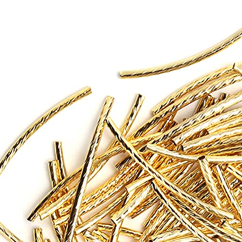 Curved Noodle Tube Spacer Beads, DIY Materials 200Pcs Jewelry Making Accessories Curved Long Tube Beads for Jewelry Making for DIY Crafts(Golden)