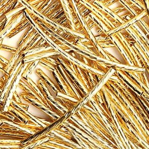 Curved Noodle Tube Spacer Beads, DIY Materials 200Pcs Jewelry Making Accessories Curved Long Tube Beads for Jewelry Making for DIY Crafts(Golden)