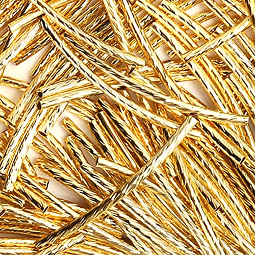 Curved Noodle Tube Spacer Beads, DIY Materials 200Pcs Jewelry Making Accessories Curved Long Tube Beads for Jewelry Making for DIY Crafts(Golden)