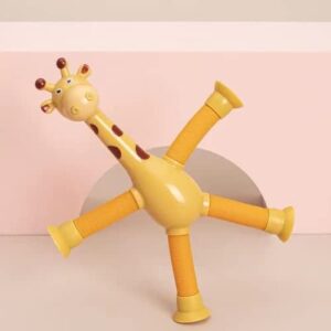 LELEBEAR Telescopic Suction Cup Giraffe Toy, Ever-Changing Giraffe Telescopic Tube Suction Cup Toys, Stretch and Decompress Novel Educational Toys for Boys Girls (No Lights)