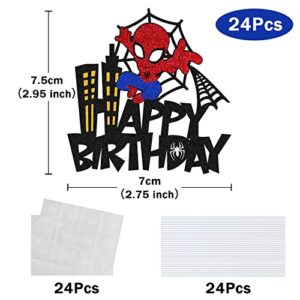 Fine Clutter 24 Packs Cute Cartoon Spiderman Cupcake Topper for Birthday Party Private Party Spiderman Fan Party Decoration Single Sided Shiny Supplies