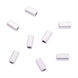 liqunsweet 600 pcs 304 stainless steel metal loose beads bar cuboid tube straight spacer for bracelet necklace jewelry making diy crafting findings - 7x3mm
