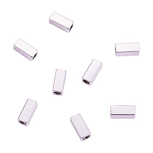 LiQunSweet 600 Pcs 304 Stainless Steel Metal Loose Beads Bar Cuboid Tube Straight Spacer for Bracelet Necklace Jewelry Making DIY Crafting Findings - 7x3mm