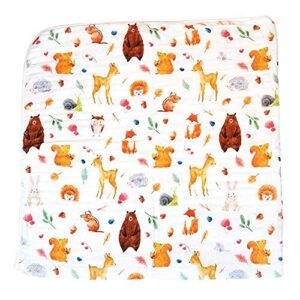 bundle of addison belle products - 100% cotton fitted crib sheet + everything blanket - woodland animals - soft, durable & breathable