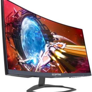 Sceptre Curved 24.5-inch Gaming Monitor up to 240Hz 1080p R1500 1ms DisplayPort x2 HDMI x2 Blue Light Shift Build-in Speakers, Machine Black 2023 (C255B-FWT240)