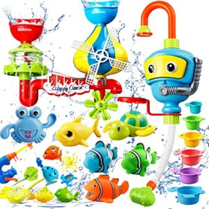bath toys for toddler 18 month bathtub - baby water bathtub toys with shower, floating wind-up toys and fishing game toys for pool swimming games, ideal gifts for infants boys girls 6-12