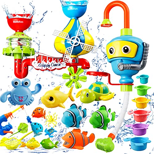 Bath Toys for Toddler 18 Month Bathtub - Baby Water Bathtub Toys with Shower, Floating Wind-up Toys and Fishing Game Toys for Pool Swimming Games, Ideal Gifts for Infants Boys Girls 6-12