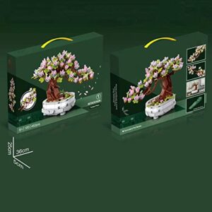 Bonsai Tree Building DIY Simulation Flower Botanical Collection Construction Adult Home Decor for Kids Family Educational Toy Birthday Party Toys Tree Sets Girls Good Gift Plant Model Set