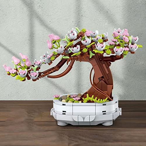 Bonsai Tree Building DIY Simulation Flower Botanical Collection Construction Adult Home Decor for Kids Family Educational Toy Birthday Party Toys Tree Sets Girls Good Gift Plant Model Set