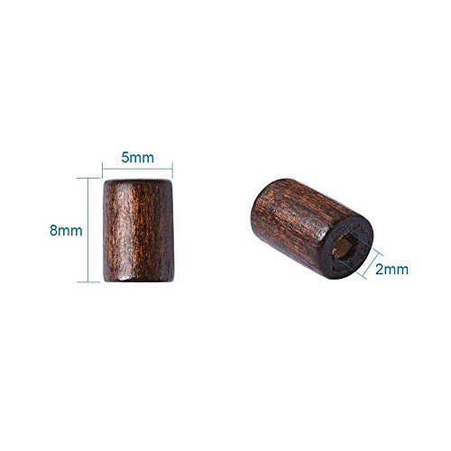 Pandahall 200pcs Natural Tube Wood Beads 8x5mm CoconutBrown Wooden Loose Beads Spacers for DIY Jewelry Making