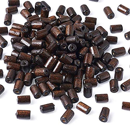 Pandahall 200pcs Natural Tube Wood Beads 8x5mm CoconutBrown Wooden Loose Beads Spacers for DIY Jewelry Making