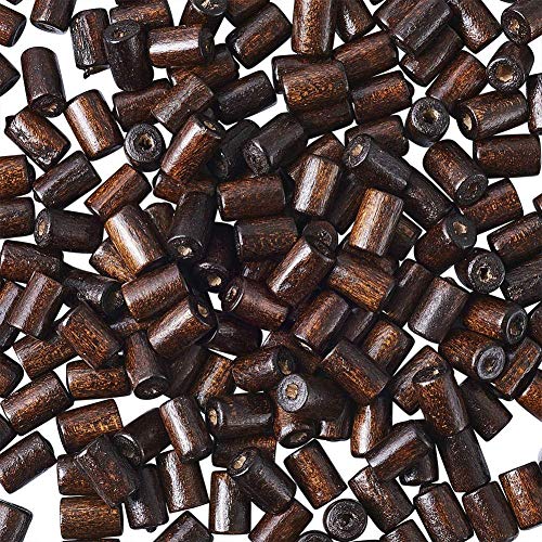 Pandahall 200pcs Natural Tube Wood Beads 8x5mm CoconutBrown Wooden Loose Beads Spacers for DIY Jewelry Making