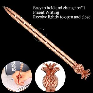 Pineapple Pens Metal Ballpoint Pens Rose Gold Pens for School Office Supplies, 1.0 mm, Black Ink (4 Pieces)