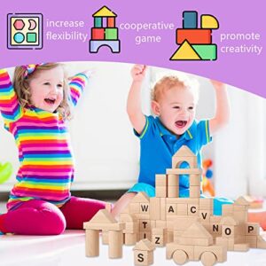 HOTTuoHong 86 Pcs Kids WBuilding Blocks Set Preschool Learning Educational Toys Wooden Stacking Blocks Educational Montessori Standard Unit Wooden Blocks for Ages 3-8 Boys & Girls