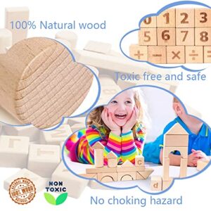 HOTTuoHong 86 Pcs Kids WBuilding Blocks Set Preschool Learning Educational Toys Wooden Stacking Blocks Educational Montessori Standard Unit Wooden Blocks for Ages 3-8 Boys & Girls