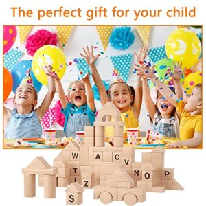 HOTTuoHong 86 Pcs Kids WBuilding Blocks Set Preschool Learning Educational Toys Wooden Stacking Blocks Educational Montessori Standard Unit Wooden Blocks for Ages 3-8 Boys & Girls