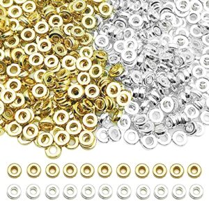 1000Pcs Flat Round Rondelle Spacer Beads for DIY Crafts,Gold Silver Disc Spacer Loose Beads Spacer Beads for DIY Jewelry Making,Bracelet Necklace Earring Crafts