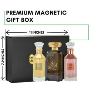 Lattafa Perfumes Velvet Rose, Musk Al Aroos & Velvet Oud EDP-100ml(3.4 oz) with Magnetic Gift Box Perfect for Gifting