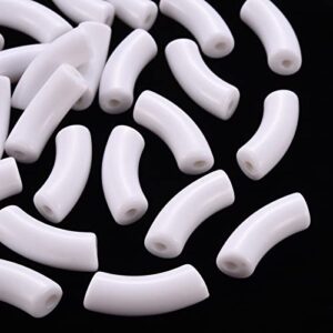 spritewelry 155pcs/500g opaque acrylic beads tube beads spacer plastic curved noodle slide beads lined loose beads large hole beads white for bracelet jewelry making craft supplies 34.5mm, hole: 3.5mm