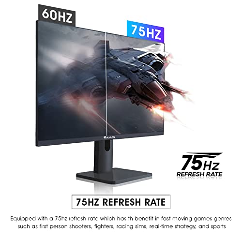 HAJAAN 27” Inch FHD 1080p IPS Computer Monitor, 75 Refresh Rate, Best for Office & Home, Ergonomic Tilt HDMI, VGA Ports | Monitor for PC, Wall Mountable (S2723i)- Black