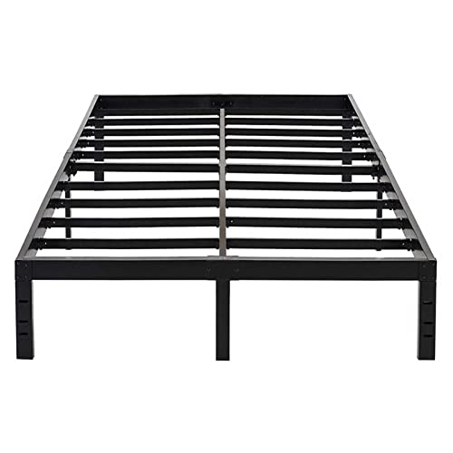 OmiNight 14 inches High Queen Bed Frame 3500lbs Heavy Duty Steel Slat Support Metal Platform No Box Spring Needed Noise Free-Black