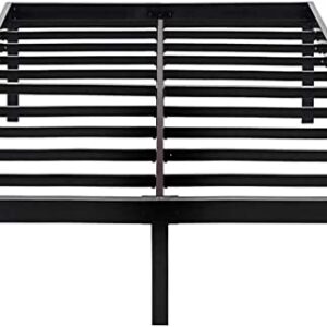 OmiNight 14 inches High Queen Bed Frame 3500lbs Heavy Duty Steel Slat Support Metal Platform No Box Spring Needed Noise Free-Black