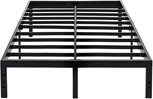 OmiNight 14 inches High Queen Bed Frame 3500lbs Heavy Duty Steel Slat Support Metal Platform No Box Spring Needed Noise Free-Black