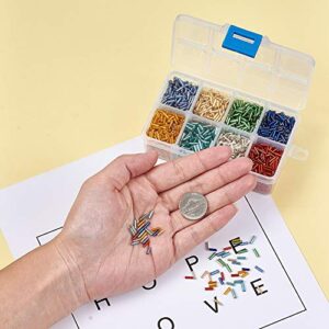 Pandahall 8 Colors Silver Lined Glass Bugle Seed Beads 6x1.8mm Tube Loose Spacer Beads Hole: 0.6mm for DIY Jewelry Making