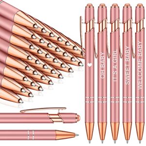 outus 50 pcs baby shower ballpoint pen with stylus tip 2 in 1 metal pen retractable pens stylus black ink pens for baby shower party favors, black ink (rose gold, girl)