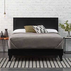 edenbrook delta full bed frame with headboard – no box spring needed – compatible with all mattress types – wood slat support – full size wood platform bed frame – black