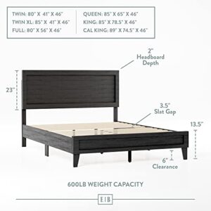Edenbrook Delta Full Bed Frame with Headboard – No Box Spring Needed – Compatible with All Mattress Types – Wood Slat Support – Full Size Wood Platform Bed Frame – Black