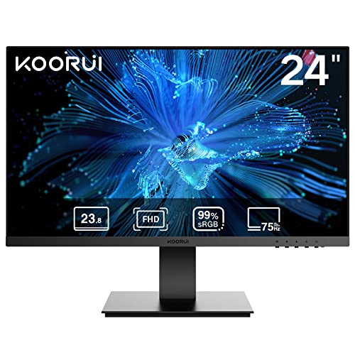 KOORUI 24 Inch FHD (1920 x 1080p) Computer Monitor, 75Hz, VA, 5ms, Ultra-Slim Bezels & 27 Inch FHD Monitor, Computer Monitors Full HD(1920 x 1080p) IPS Display 75Hz, HDMI, VGA