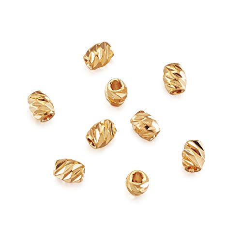 Craftdady 20pcs 18K Gold Fancy Cut Barrel Spacer Beads 4x3mm Metal Tiny Drum Loose Beads for Jewelry Making Hole: 1mm