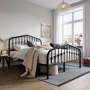 onbrill queen size metal bed frame with headboard and footboard,steel slat support, no box spring needed