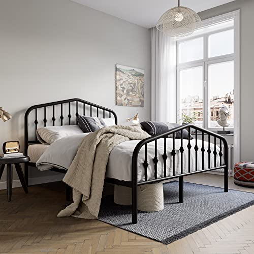 ONBRILL Queen Size Metal Bed Frame with Headboard and Footboard,Steel Slat Support, No Box Spring Needed