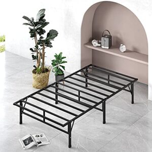 zinus smartbase compack mattress foundation / 14 inch metal bed frame / no box spring needed / sturdy steel slat support, narrow twin, black