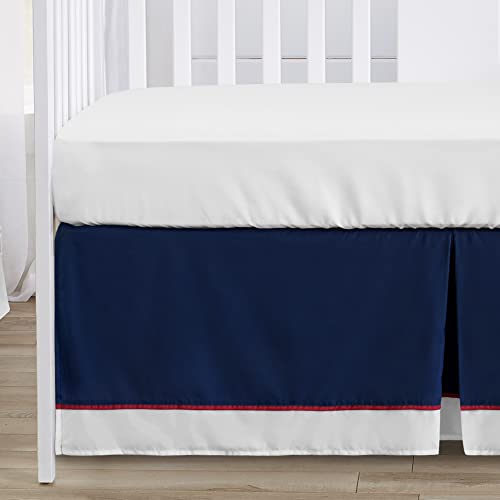 Sweet Jojo Designs Red, White and Blue Baseball Patch Sports Baby Boy Crib Bedding Set - 4 Pieces - Grey Patchwork Stripe