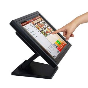yaminie touch screen lcd pos stand, osd control system, 15" abs touchscreen monitor with adjustable angle stable base for office, pos, retail, restaurant, bar, gym (abs material)