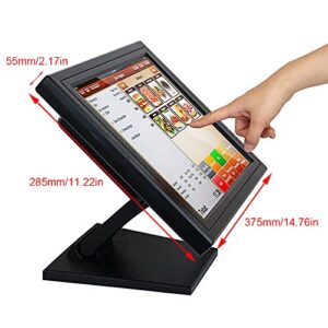 Yaminie Touch Screen LCD POS Stand, OSD Control System, 15" ABS Touchscreen Monitor with Adjustable Angle Stable Base for Office, POS, Retail, Restaurant, Bar, Gym (ABS Material)