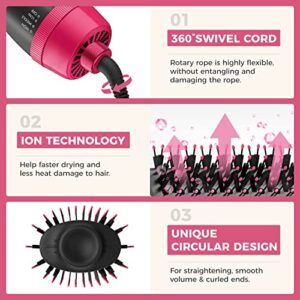 Hair Dryer Brush Blow Dryer Brush in One, 4 in 1 Styling Tools, Hair Dryer and Styler Volumizer, Hot Air Brush for Drying, Straightening, Curling, Salon