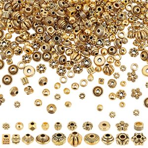 nbeads about 100g tibetan style alloy spacer beads,20 styles random mixed metal flower cone round column spacer beads for diy jewelry craft making